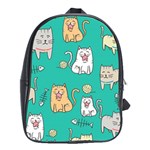 Seamless-pattern-cute-cat-cartoon-with-hand-drawn-style School Bag (XL) Front