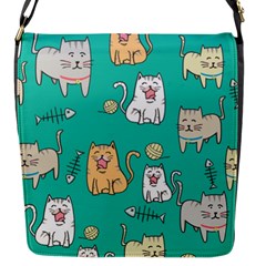 Seamless-pattern-cute-cat-cartoon-with-hand-drawn-style Flap Closure Messenger Bag (s) by Salman4z