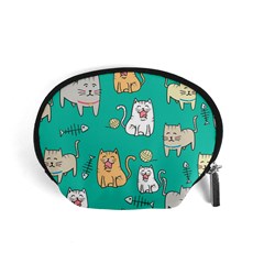 Seamless-pattern-cute-cat-cartoon-with-hand-drawn-style Accessory Pouch (small) by Salman4z