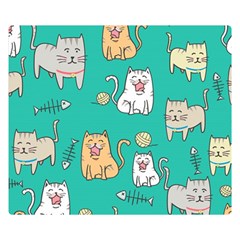 Seamless-pattern-cute-cat-cartoon-with-hand-drawn-style Premium Plush Fleece Blanket (small) by Salman4z