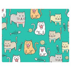 Seamless-pattern-cute-cat-cartoon-with-hand-drawn-style Premium Plush Fleece Blanket (medium) by Salman4z