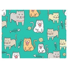 Seamless-pattern-cute-cat-cartoon-with-hand-drawn-style Premium Plush Fleece Blanket (extra Small) by Salman4z