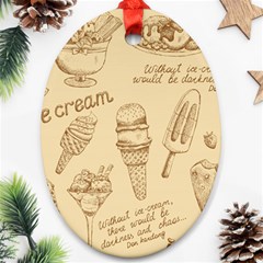 Ice-cream-vintage-pattern Ornament (oval) by Salman4z