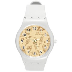 Ice-cream-vintage-pattern Round Plastic Sport Watch (m) by Salman4z