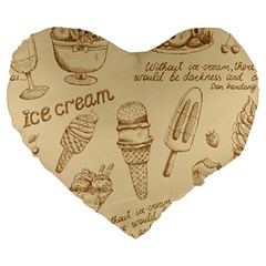 Ice-cream-vintage-pattern Large 19  Premium Heart Shape Cushions by Salman4z