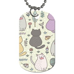 Funny Cartoon Cats Seamless Pattern Dog Tag (one Side) by Salman4z