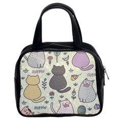 Funny Cartoon Cats Seamless Pattern Classic Handbag (two Sides) by Salman4z