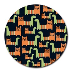 Seamless-pattern-with-cats Round Mousepad by Salman4z