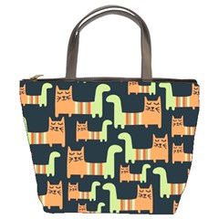 Seamless-pattern-with-cats Bucket Bag by Salman4z