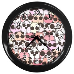 Cute-dog-seamless-pattern-background Wall Clock (black) by Salman4z