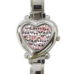 Cute-dog-seamless-pattern-background Heart Italian Charm Watch by Salman4z