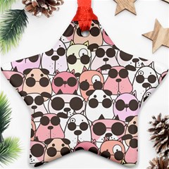 Cute-dog-seamless-pattern-background Star Ornament (two Sides) by Salman4z