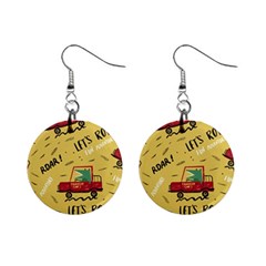 Childish-seamless-pattern-with-dino-driver Mini Button Earrings by Salman4z