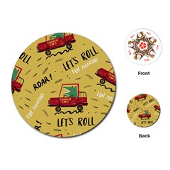 Childish-seamless-pattern-with-dino-driver Playing Cards Single Design (round) by Salman4z