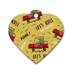 Childish-seamless-pattern-with-dino-driver Dog Tag Heart (one Side) by Salman4z