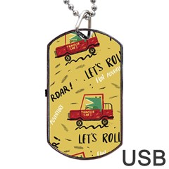 Childish-seamless-pattern-with-dino-driver Dog Tag Usb Flash (one Side) by Salman4z