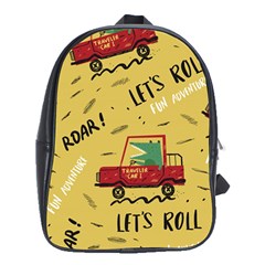 Childish-seamless-pattern-with-dino-driver School Bag (xl) by Salman4z