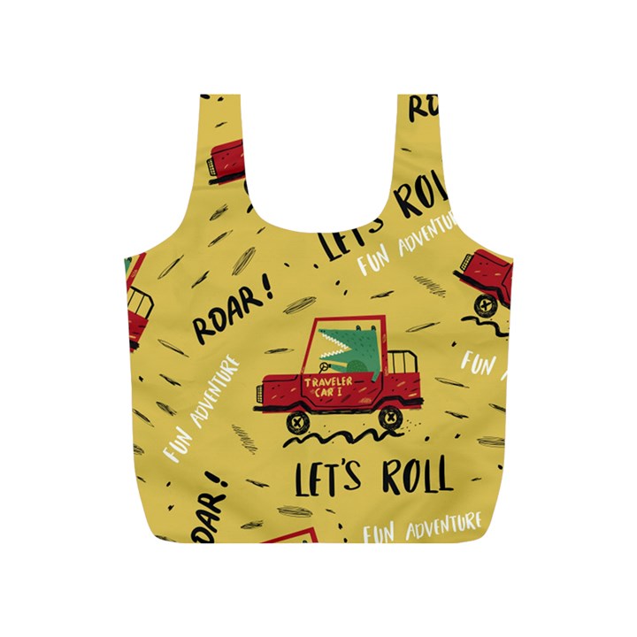 Childish-seamless-pattern-with-dino-driver Full Print Recycle Bag (S)