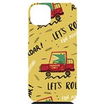 Childish-seamless-pattern-with-dino-driver iPhone 14 Plus Black UV Print Case Front