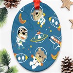 Seamless-pattern-funny-astronaut-outer-space-transportation Ornament (Oval) Front