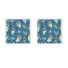 Seamless-pattern-funny-astronaut-outer-space-transportation Cufflinks (square) by Salman4z