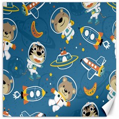 Seamless-pattern-funny-astronaut-outer-space-transportation Canvas 12  X 12  by Salman4z