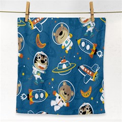 Seamless-pattern-funny-astronaut-outer-space-transportation Face Towel by Salman4z