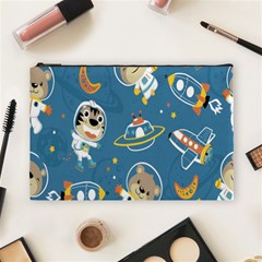 Seamless-pattern-funny-astronaut-outer-space-transportation Cosmetic Bag (large) by Salman4z