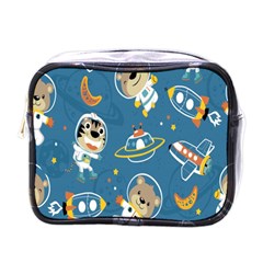 Seamless-pattern-funny-astronaut-outer-space-transportation Mini Toiletries Bag (one Side) by Salman4z