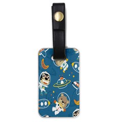 Seamless-pattern-funny-astronaut-outer-space-transportation Luggage Tag (one Side) by Salman4z