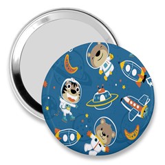 Seamless-pattern-funny-astronaut-outer-space-transportation 3  Handbag Mirrors by Salman4z