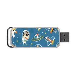 Seamless-pattern-funny-astronaut-outer-space-transportation Portable Usb Flash (one Side) by Salman4z