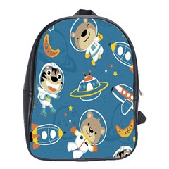 Seamless-pattern-funny-astronaut-outer-space-transportation School Bag (xl) by Salman4z