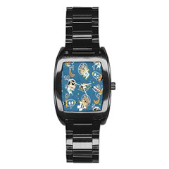 Seamless-pattern-funny-astronaut-outer-space-transportation Stainless Steel Barrel Watch by Salman4z