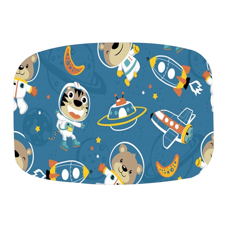 Seamless-pattern-funny-astronaut-outer-space-transportation Mini Square Pill Box