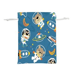 Seamless-pattern-funny-astronaut-outer-space-transportation Lightweight Drawstring Pouch (l) by Salman4z