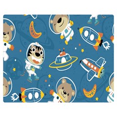 Seamless-pattern-funny-astronaut-outer-space-transportation Premium Plush Fleece Blanket (medium) by Salman4z