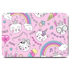 Beautiful-cute-animals-pattern-pink Large Doormat by Salman4z