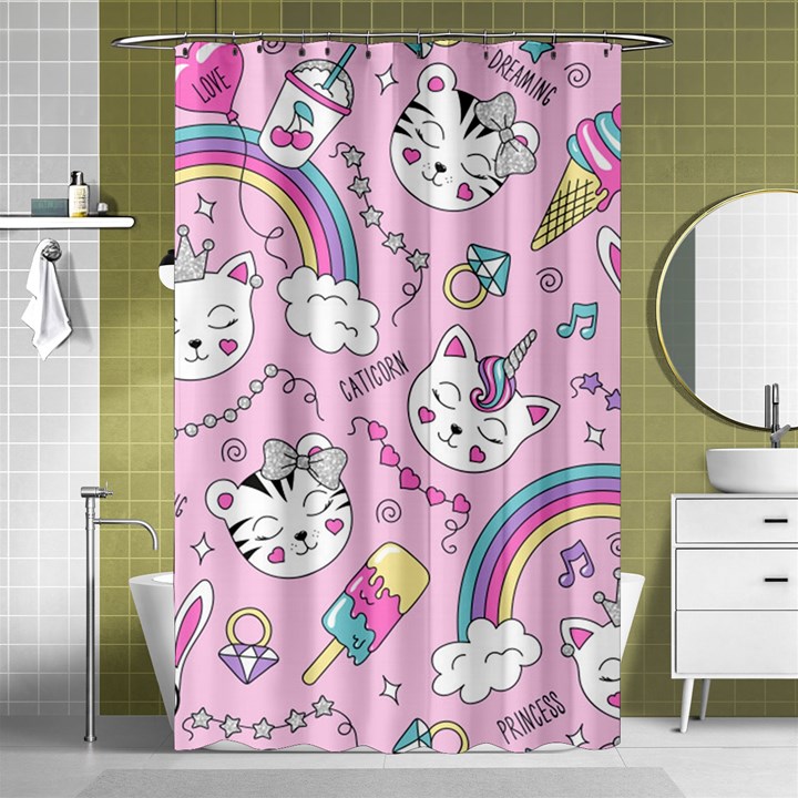 Beautiful-cute-animals-pattern-pink Shower Curtain 48  x 72  (Small) 