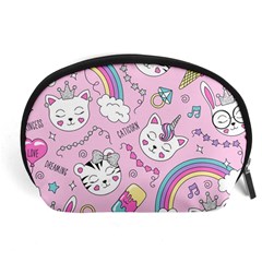 Beautiful-cute-animals-pattern-pink Accessory Pouch (large) by Salman4z