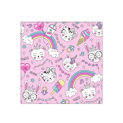 Beautiful-cute-animals-pattern-pink Satin Bandana Scarf 22  X 22  by Salman4z