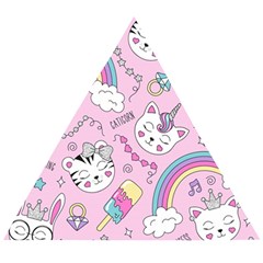 Beautiful-cute-animals-pattern-pink Wooden Puzzle Triangle by Salman4z