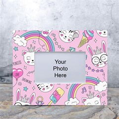 Beautiful-cute-animals-pattern-pink White Tabletop Photo Frame 4 x6  by Salman4z