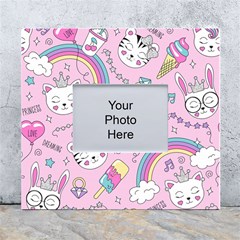 Beautiful-cute-animals-pattern-pink White Wall Photo Frame 5  X 7  by Salman4z