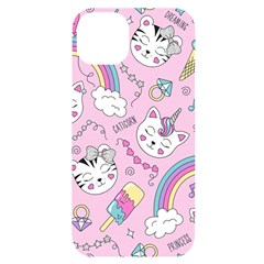 Beautiful-cute-animals-pattern-pink Iphone 14 Plus Black Uv Print Case by Salman4z