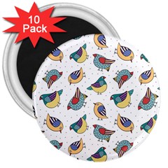 Seamless-pattern-with-hand-drawn-bird-black 3  Magnets (10 Pack)  by Salman4z