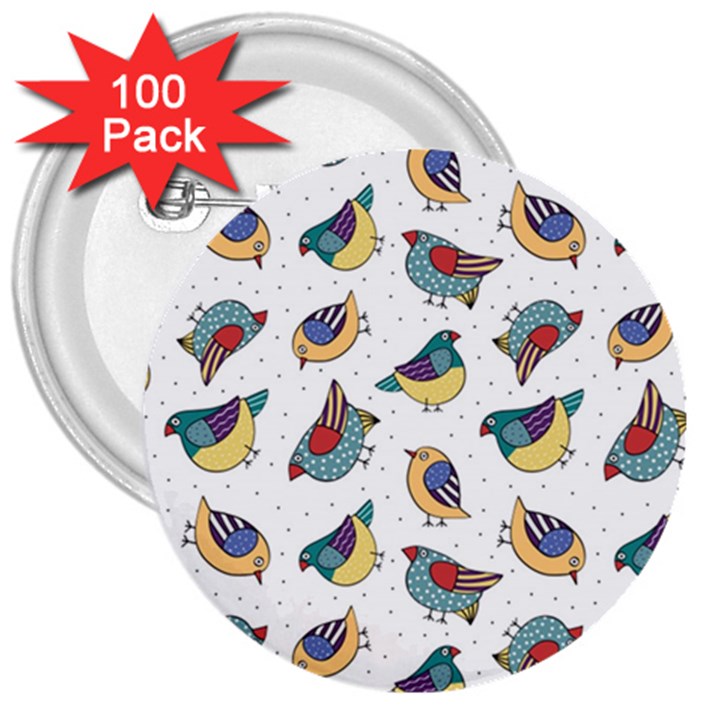 Seamless-pattern-with-hand-drawn-bird-black 3  Buttons (100 pack) 