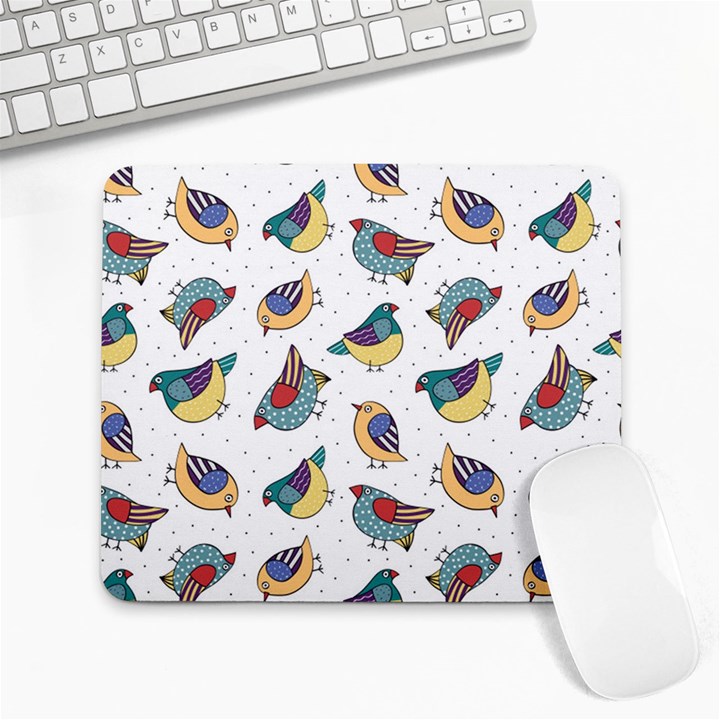 Seamless-pattern-with-hand-drawn-bird-black Large Mousepad