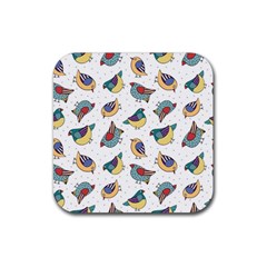 Seamless-pattern-with-hand-drawn-bird-black Rubber Coaster (square) by Salman4z