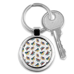 Seamless-pattern-with-hand-drawn-bird-black Key Chain (round) by Salman4z